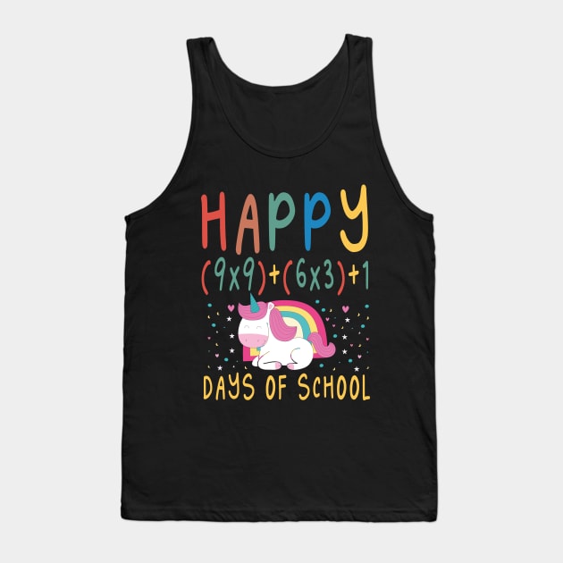 Happy 100 Days Of School Math Formula / 100th Day of Virual School / 100 Days of School / Virtual Learning / Cute Gift for Boys and Girls / Cute unicorn / Virual Teacher Tank Top by First look